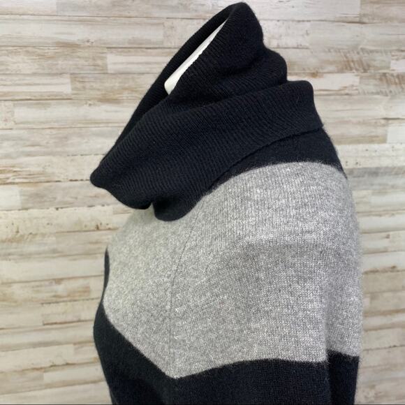 Pure Amici Cashmere Cowl Neck Sweater Womens Size XS Black & Gray Stripe - Picture 8 of 16